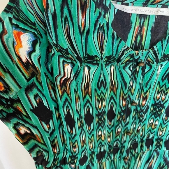 Cynthia Vincent green patterned silk maxi dress size small excellent condition - Picture 8 of 12